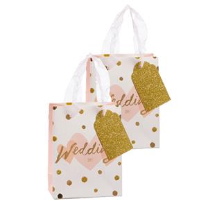 Cepewa Pakket van 4x stuks papieren bruiloft giftbags/cadeau tasjes wit 11 x 14 x 6 cm cm -