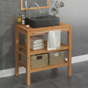 VidaXL Waschtisch Massivholz Teak mit Waschbecken Marmor Schwarz schwarz