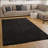 PACO HOME Shaggy Hochflor Langflor Teppich Sky Einfarbig in Schwarz 160x220 cm - 