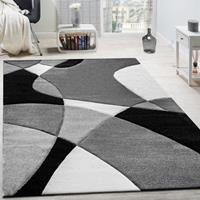 PACO HOME Designer Teppich Modern Geometrische Muster Konturenschnitt In Schwarz Weiß 80x150 cm - 