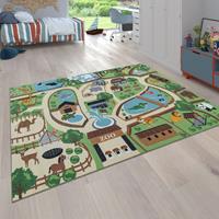 PACO HOME Kinder-Teppich Für Kinderzimmer, Spiel-Teppich, Zoo Mit Tiger, Bär, Löwe, Bunt 100x200 cm