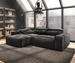 DELIFE Ecksofa Sirpio XL 270x175 cm Mikrofaser Schwarz Kedernaht