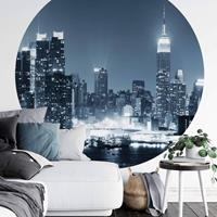 K&L WALL ART Runde Fototapete New York Skyline Tapete moderne Stadt Vliestapete Wohnzimmer Ã 140 cm