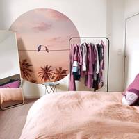 K&L WALL ART Runde Fototapete Loose Rosa Himmel Tapete Kolibri Liebe Vliestapete Wandbild Ã� 140 cm