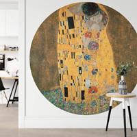 K&L WALL ART Runde Fototapete Klimt Kunstdruck Tapete Der Kuss Vliestapete GemÃlde Gold Deko Ã 140 cm
