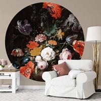 K&L WALL ART Runde Fototapete Mignon Stillleben Tapete Blumen Vliestapete Vintage Deko Ã 140 cm