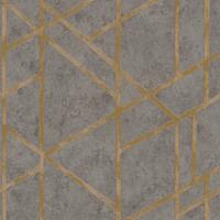 PROFHOME Grafik Tapete 369281 Vliestapete leicht strukturiert mit geometrischen Formen glÃnzend grau gold 5,33 m2