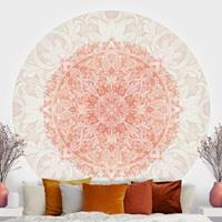 Bilderwelten Runde Tapete selbstklebend - Mandala Aquarell Ornament beige orange GrÃ¶ÃŸe HxB: 50cm x 50cm