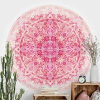 Bilderwelten Runde Tapete selbstklebend - Mandala Aquarell Ornament Muster pink GrÃ¶ÃŸe HxB: 50cm x 50cm