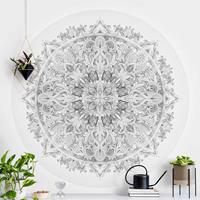 Bilderwelten Runde Tapete selbstklebend - Mandala Aquarell Ornament schwarz weiÃŸ GrÃ¶ÃŸe HxB: 50cm x 50cm