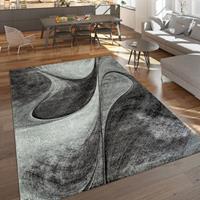 PACO HOME Teppich Wohnzimmer Grau Schlafzimmer Abstraktes Muster Modernes Design Kurzflor 120x170 cm
