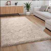 PACO HOME Hochflor Teppich Kuschelig Modern Shaggy Flokati Stil GemÃ¼tlich Uni In Beige 160x230 cm