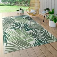 PACO HOME In- & Outdoor Teppich Flachgewebe Jungel Gecarvtes Florales Palmen Design GrÃ¼n 140x200 cm