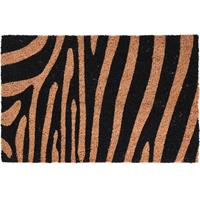 2x Dieren thema deurmatten/buitenmatten kokos tijger/zebra strepen x 59 cm -