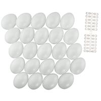 48x stuks witte hobby knutselen eieren van plastic 6 cm met hanger -