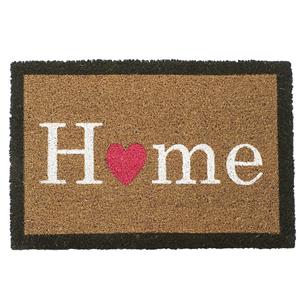 Items Deurmat/droogloopmat kokosvezel naturel home zwarte rand 60 x cm -