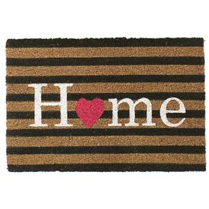 Items Deurmat/droogloopmat kokosvezel naturel home zwarte strepen 60 x cm -