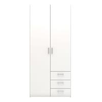 Ebuy24 - Spell Kleiderschrank B 2 Türen und 3 Schubladen. Weiss. - Weiß