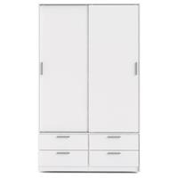 Ebuy24 - Line Kleiderschrank SchiebetÃ¼renschrank mit 2 TÃ¼ren und 4 Schubladen, weiss. - WeiÃŸ