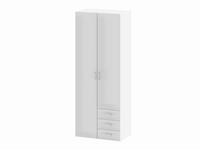 ebuy24 Spell Kleiderschrank 2 Türen und 3 Schubladen. Weiss und weiss Hochglanz. - Weiß