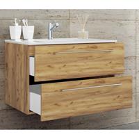 EBUY24 Badinos Unterschrank mit Waschbecken A 80 cm Honig Eiche Dekor. - Eiche