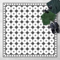 Bilderwelten Vinyl-Teppich - Geometrische Fliesen Landhaus Schwarz WeiÃŸ mit BordÃ¼re - Quadrat 1:1 GrÃ¶ÃŸe HxB: 40cm x 40cm