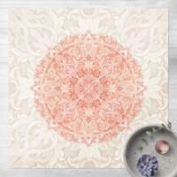 Bilderwelten Vinyl-Teppich - Mandala Aquarell Ornament beige orange - Quadrat 1:1 GrÃ¶ÃŸe HxB: 40cm x 40cm