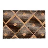 Relaxdays Kokos FuÃŸmatte mit geometrischem Muster schwarz/braun