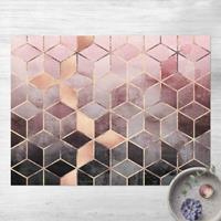 Bilderwelten Vinyl-Teppich - Elisabeth Fredriksson - Rosa Grau goldene Geometrie - Querformat 3:4 GrÃ¶ÃŸe HxB: 45cm x 60cm