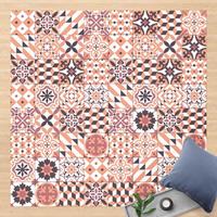 Bilderwelten Vinyl-Teppich - Geometrischer Fliesenmix Orange - Quadrat 1:1 GrÃ¶ÃŸe HxB: 40cm x 40cm