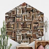 Klebefieber Hexagon Fototapete selbstklebend Shabby Bücherwand