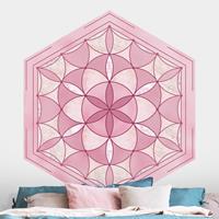 Klebefieber Hexagon Fototapete selbstklebend Hexagonales Mandala in Rosa