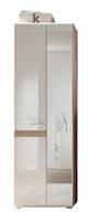 Hioshop Seto kledingkast 2 deuren licht eiken decor, wit hoogglans.
