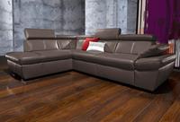 Exxpo - sofa fashion Hoekbank Salerno, klassieke moderne functionele bank, hoog zitcomfort, L-vorm inclusief verstelbare hoofdsteun en armleuning, naar keuze met slaapfunctie