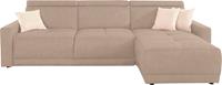 Domo Collection Ecksofa Ava, mit Recamiere, Federkern wahlweise mit Kopfteilverstellungen