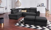 exxpo - sofa fashion Hoekbank Salerno, klassieke moderne functionele bank, hoog zitcomfort, L-vorm inclusief verstelbare hoofdsteun en armleuning, naar keuze met slaapfunctie