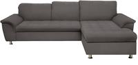 DOMO collection Hoekbank Franzi stiksels op de zitting B7T/H: 278x162x80 cm, L-model naar keuze met slaapfunctie, bedkist en verstelbare hoofdsteun