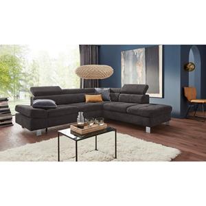 exxpo - sofa fashion Hoekbank met verstelbare hoofdsteun en verstelbare rugleuning, naar keuze met slaapfunctie en bedkist