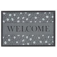 Pergamon In & Outdoor Fußmatte Rubber Flock Welcome, Schwarz, 40x60 cm