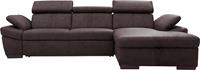 exxpo - sofa fashion Hoekbank Salerno, klassieke moderne functionele bank, hoog zitcomfort, L-vorm inclusief verstelbare hoofdsteun en armleuning, naar keuze met slaapfunctie