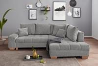 Nova Via Ecksofa, wahlweise mit Kaltschaum (140kg Belastung/Sitz), AquaClean-Stoff für leichte Reinigung mit Wasser und Bettfunktion / Bettkasten
