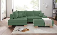 Nova Via Ecksofa, wahlweise mit Kaltschaum (140kg Belastung/Sitz), AquaClean-Stoff für leichte Reinigung mit Wasser und Bettfunktion / Bettkasten