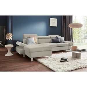 exxpo - sofa fashion Hoekbank met verstelbare hoofdsteun en verstelbare rugleuning, naar keuze met slaapfunctie en bedkist