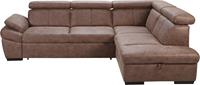 exxpo - sofa fashion Hoekbank Salerno, klassieke moderne functionele bank, hoog zitcomfort, L-vorm inclusief verstelbare hoofdsteun en armleuning, naar keuze met slaapfunctie