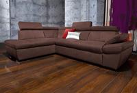exxpo - sofa fashion Hoekbank Salerno, klassieke moderne functionele bank, hoog zitcomfort, L-vorm inclusief verstelbare hoofdsteun en armleuning, naar keuze met slaapfunctie