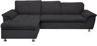 DOMO collection Hoekbank Franzi stiksels op de zitting B7T/H: 278x162x80 cm, L-model naar keuze met slaapfunctie, bedkist en verstelbare hoofdsteun