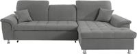 Domo Collection Ecksofa Franzi, wahlweise mit Kopfteilverstellung (dann Tiefe: 170 cm), optional mit Bettfunktion und Bettkasten, inklusive Zierkissen