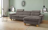 exxpo - sofa fashion Hoekbank Enya, uitgebreide afwerking, hoog zitcomfort, comfortabel, L-vorm inclusief verstelbare hoofdsteun, naar keuze met slaapfunctie en bedkist