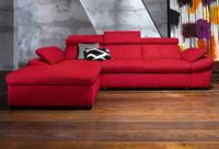 exxpo - sofa fashion Hoekbank Salerno, klassieke moderne functionele bank, hoog zitcomfort, L-vorm inclusief verstelbare hoofdsteun en armleuning, naar keuze met slaapfunctie