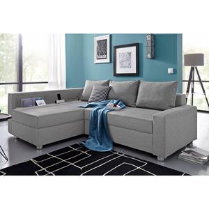 Collection Ab Ecksofa, inklusive Bettfunktion, Bettkasten und Federkern, wahlweise mit RGB-LED-Beleuchtung und USB-Port, Inklusive seitlichem Regalboden, Ottomane links oder rechts montierbar